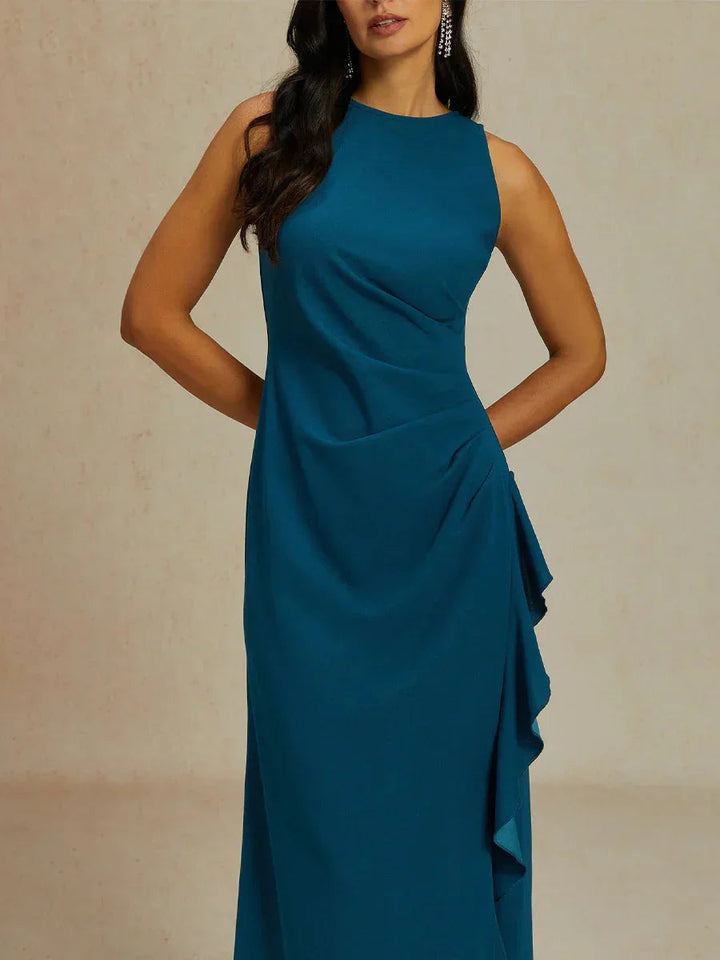 Stretch Formal Gown with Ruffle Detail