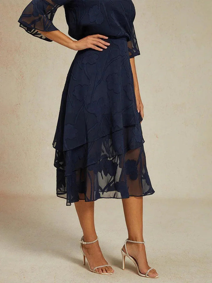 Floral Chiffon Midi Skirt