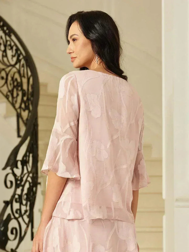 Dressy Chiffon Asymmetric Hem Blouse