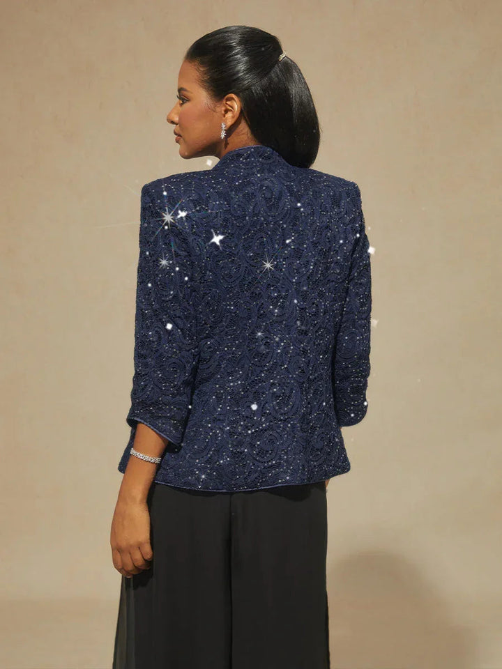Paisley Lace Twinset And Chiffon Pant 3 Piece Sets