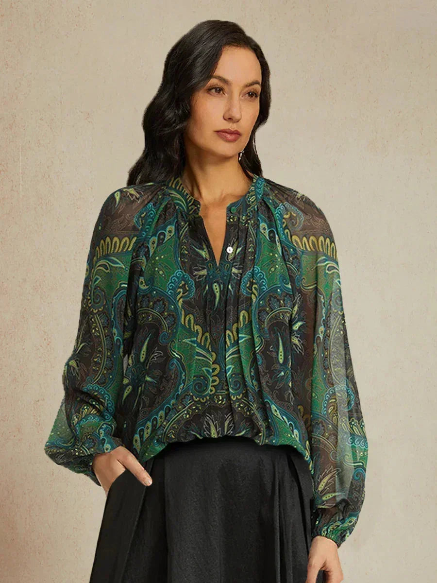 Elegant Boho Chiffon Ruffle Sleeve Blouse