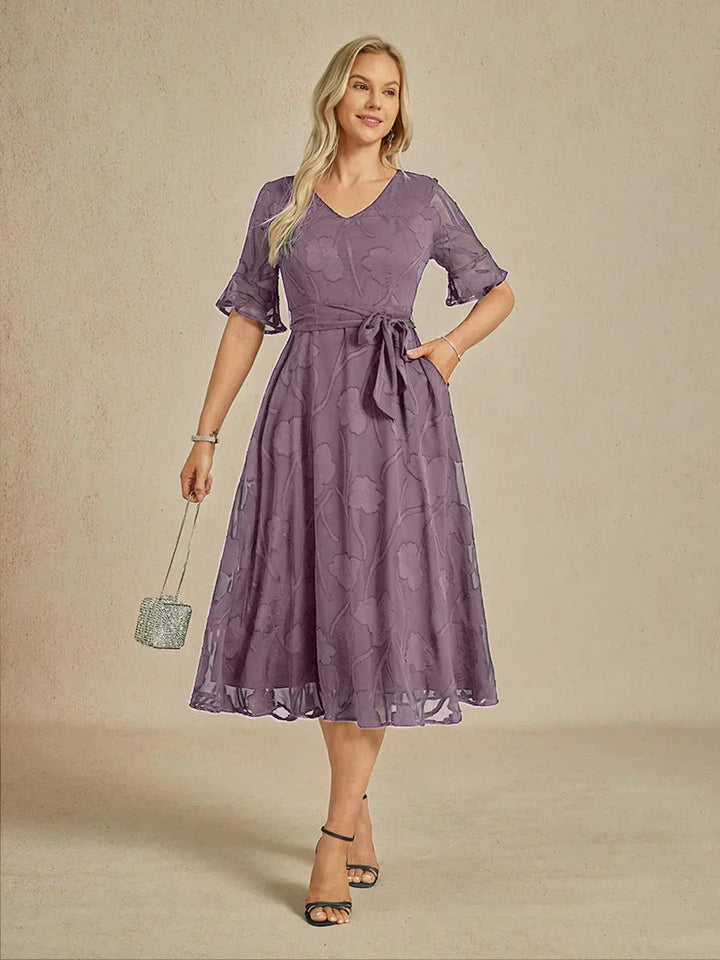 Ruffle Flutter Lace Maxi Dress