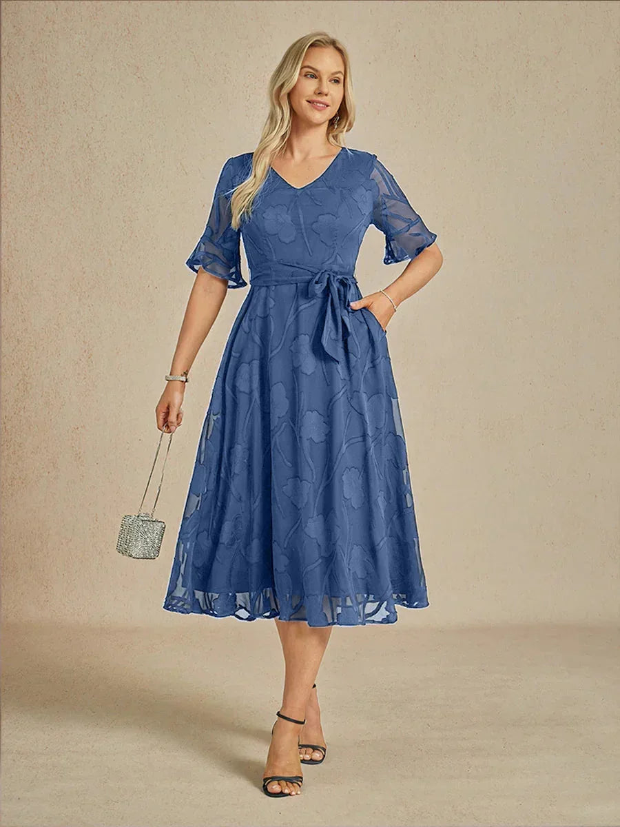 Ruffle Flutter Lace Maxi Dress