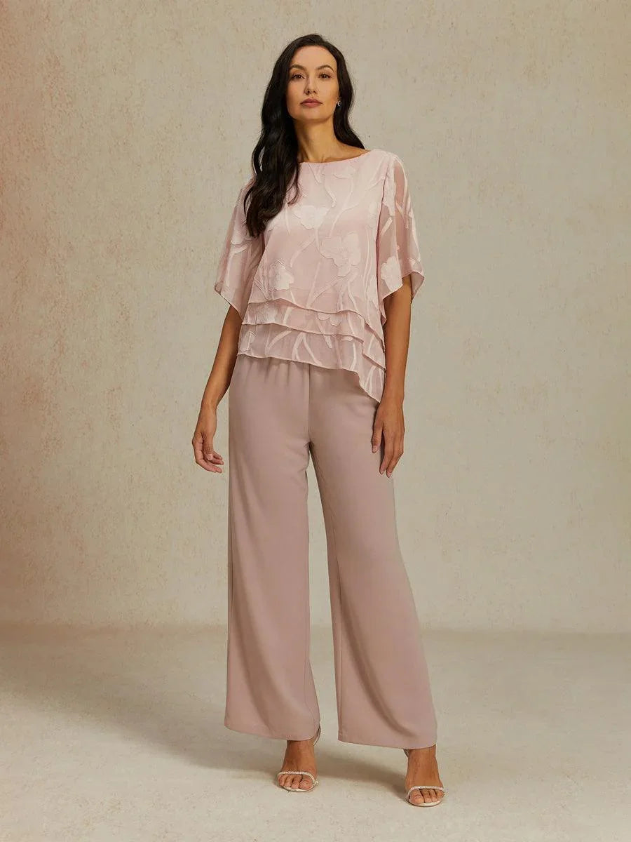 Mid-Rise Elastic Waist Wide-Leg Pants with Pockets