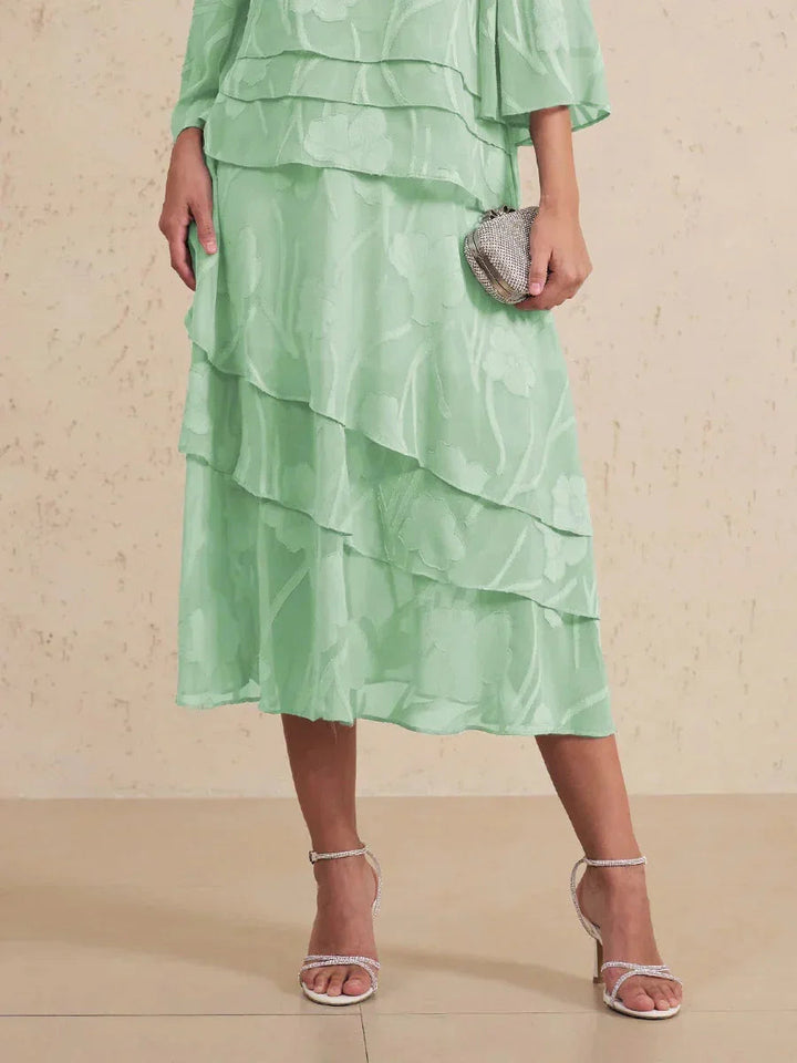 Floral Chiffon Midi Skirt