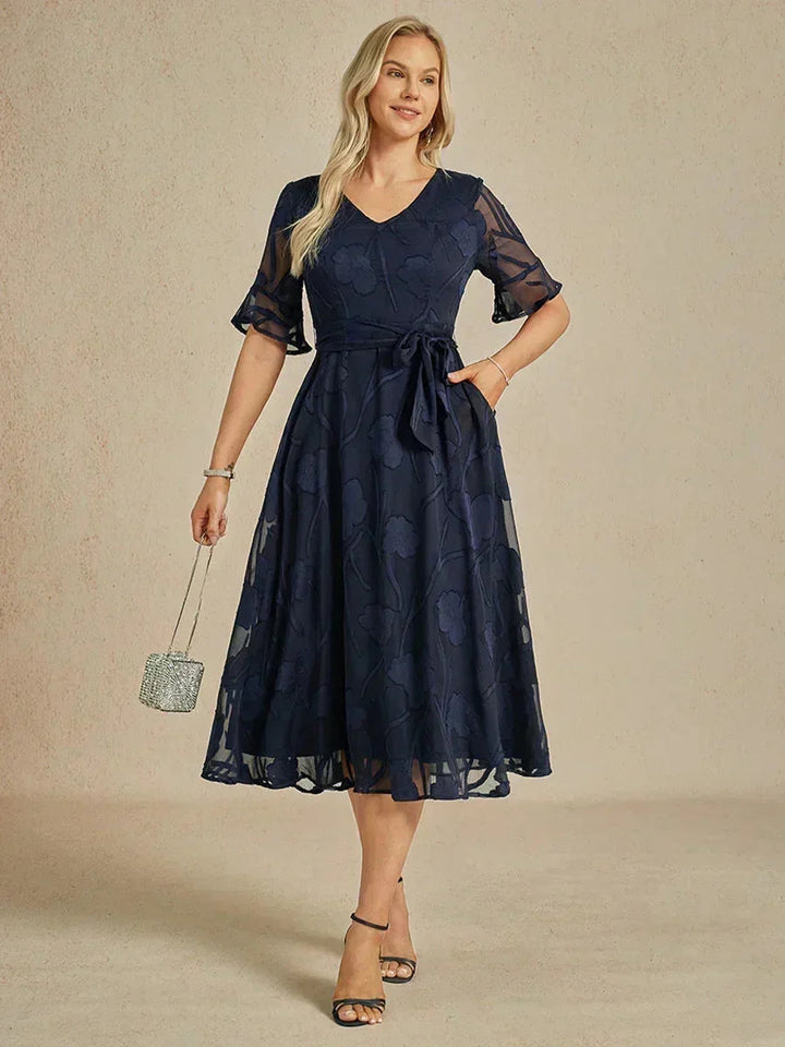 Ruffle Flutter Lace Maxi Dress