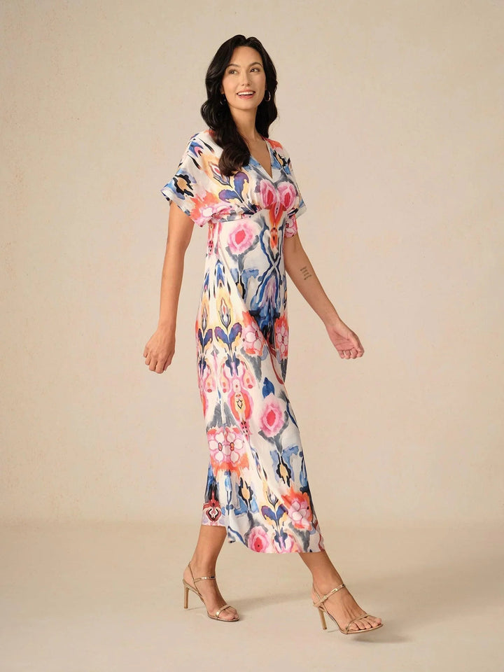 Satin Tie Dye Marble Print Maxi Dress