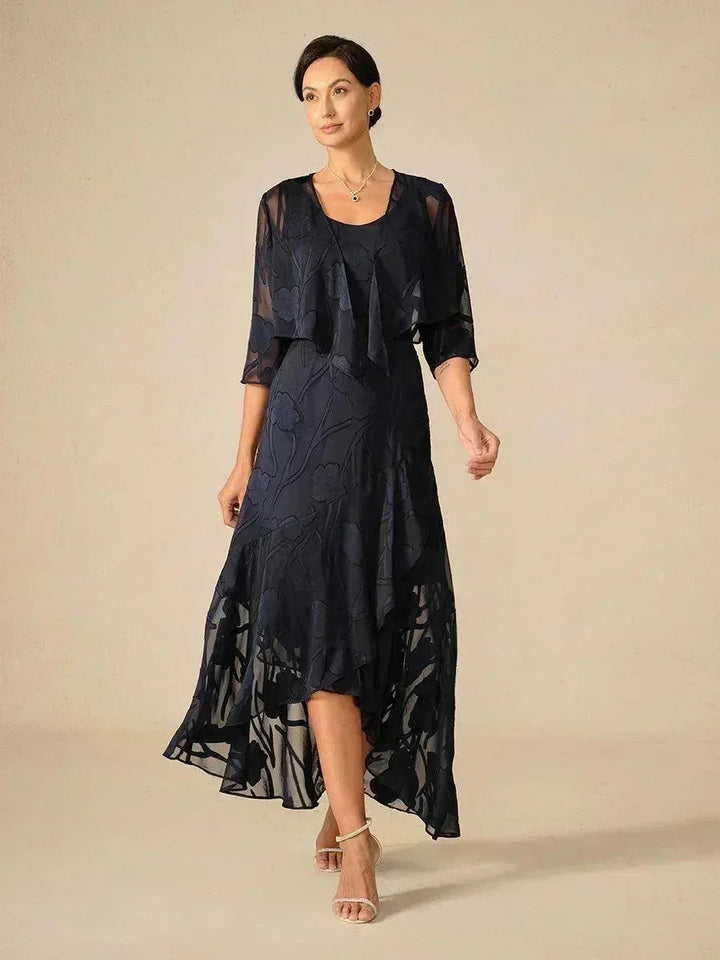 Floral Chiffon Dress With Jacket