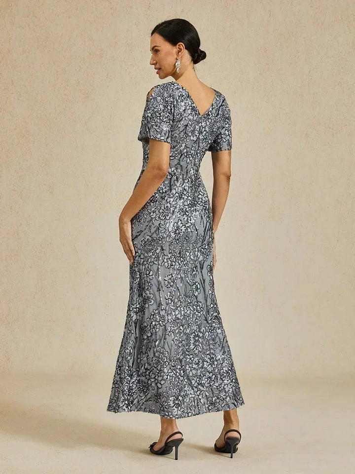 Elegant V-Neck Cold Shoulder Sequin Dress