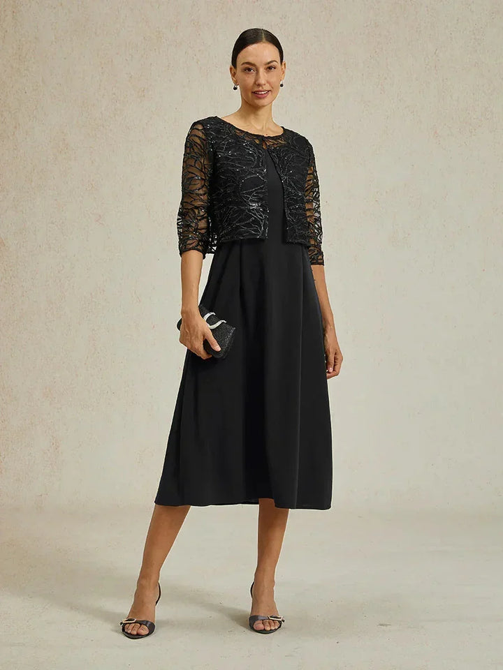 Sequin Embroidered Lace Jacket Dress
