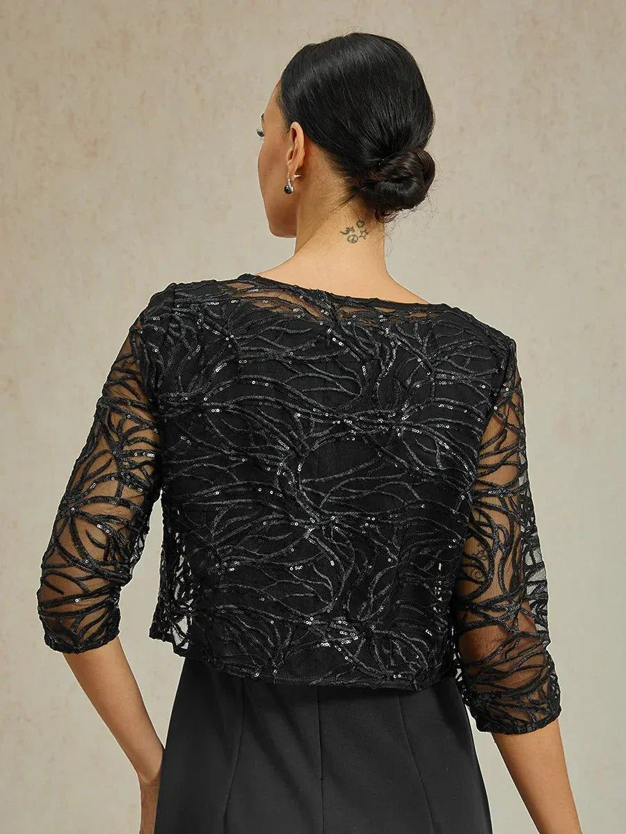 Sequin Embroidered Lace Jacket Dress