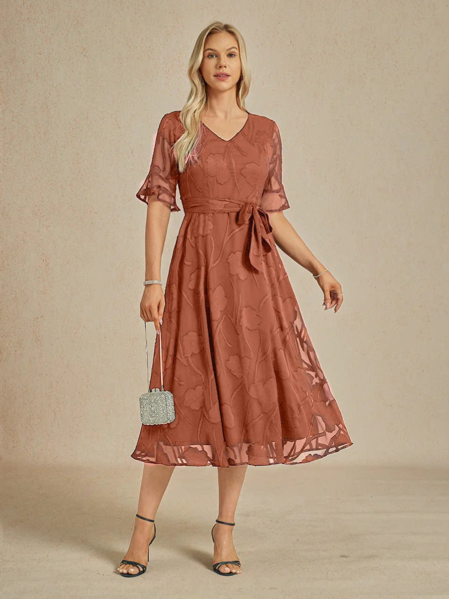 Ruffle Flutter Lace Maxi Dress