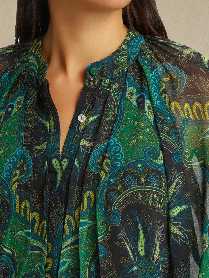 Elegant Boho Chiffon Ruffle Sleeve Blouse