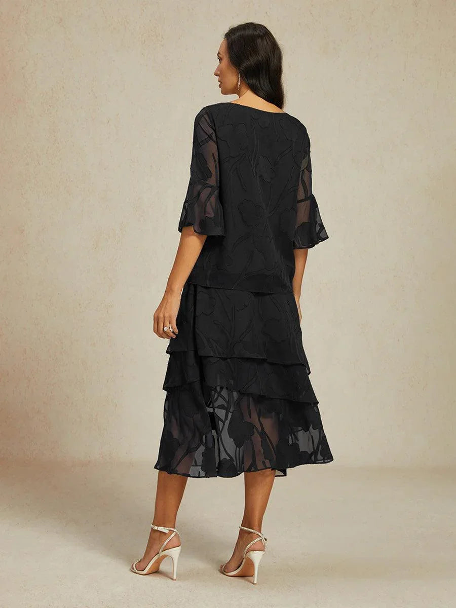 Dressy Chiffon Asymmetric Hem Tops And Skirts Suit