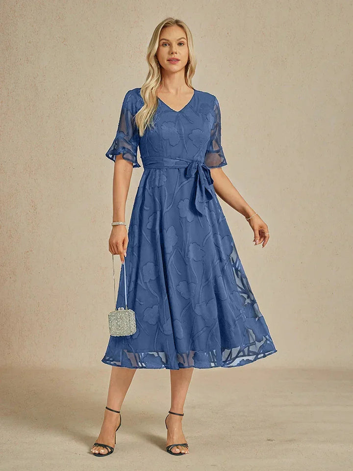 Ruffle Flutter Lace Maxi Dress