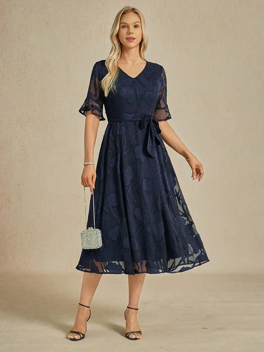 Ruffle Flutter Lace Maxi Dress