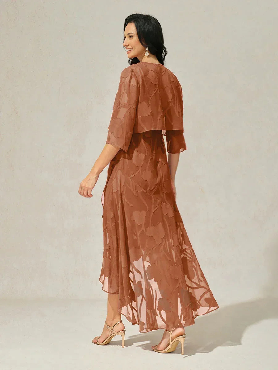 Floral Chiffon Dress With Jacket
