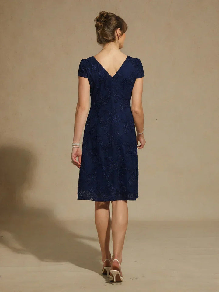 Rosette Lace Boat Neck A Line Dress