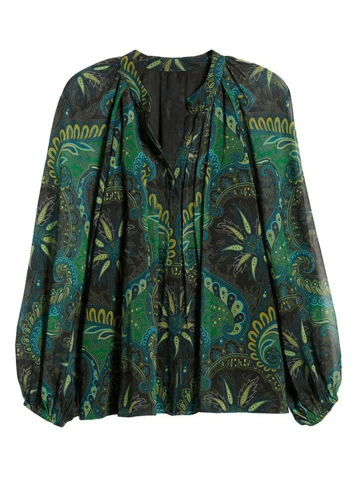 Elegant Boho Chiffon Ruffle Sleeve Blouse