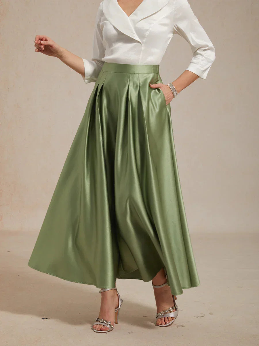 Formal Satin A-Line Ballgown Skirt with Pockets