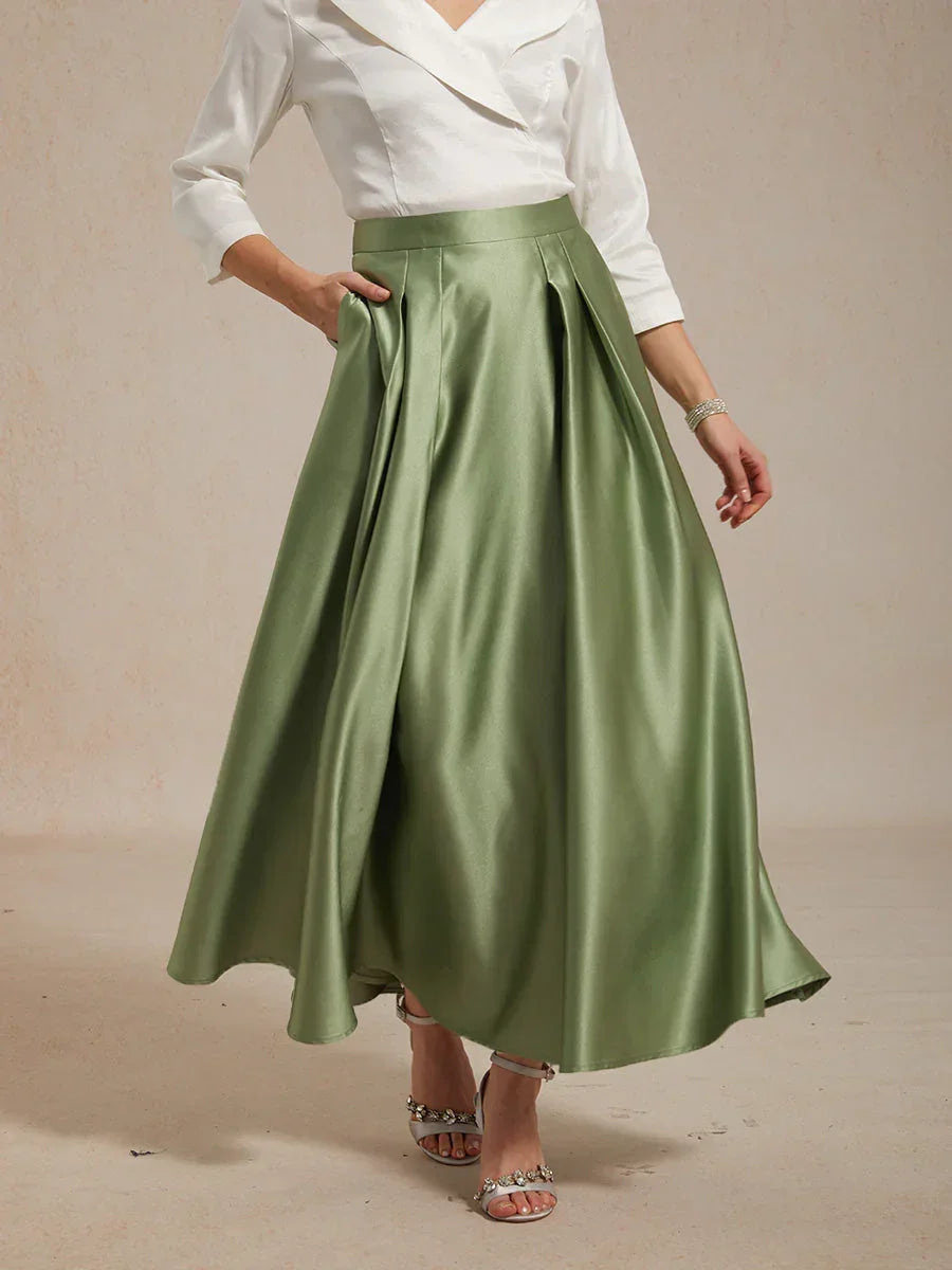 Formal Satin A-Line Ballgown Skirt and Tops Set
