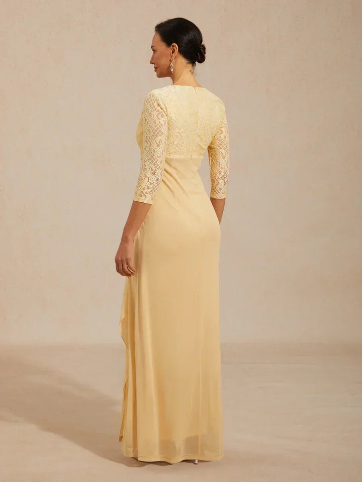 Lace A-Line Empire Waist Dress with Beaded Detail