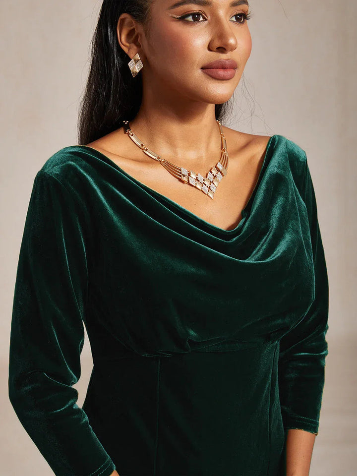 High-Stretch Velvet Midi Dress
