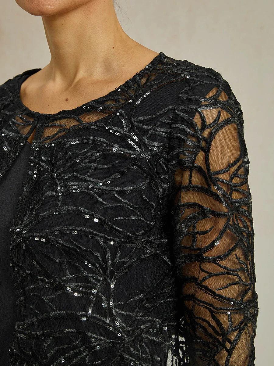 Sequin Embroidered Lace Jacket Dress