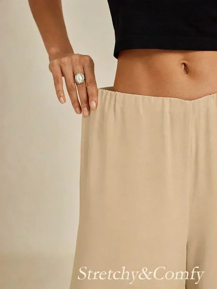 Straight Leg Pant With Chiffon Split Leg Overlay