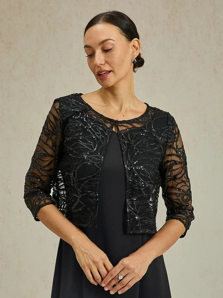 Sequin Embroidered Lace Jacket Dress