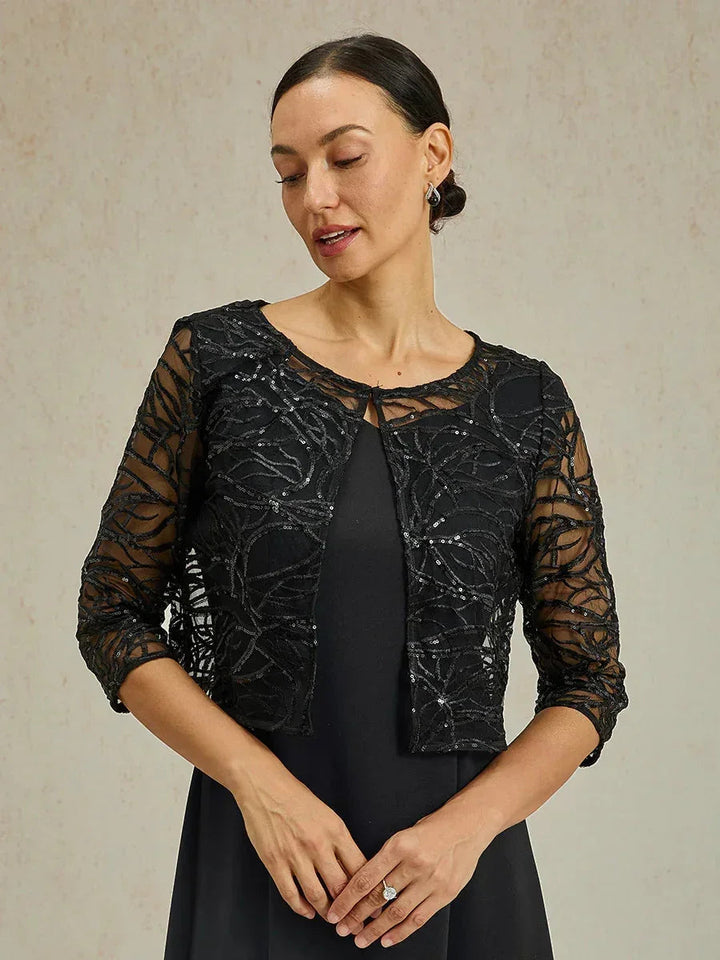Sequin Embroidered Lace Jacket Dress