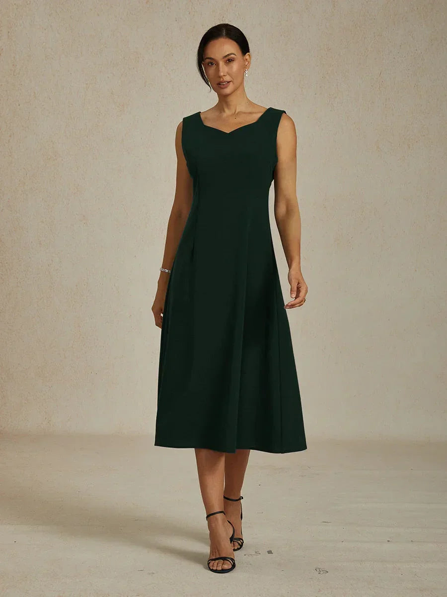 Sleeveless Sheath Midi Black Dress