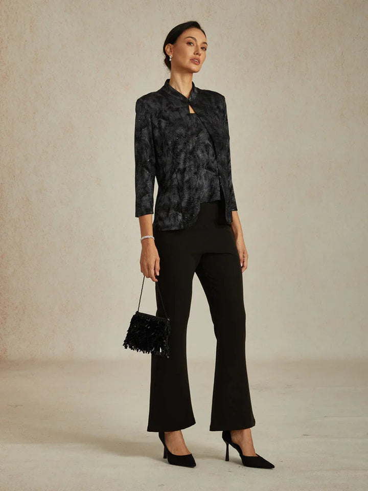 Glitter Knit Mandarin Jacket and Tank Twinset