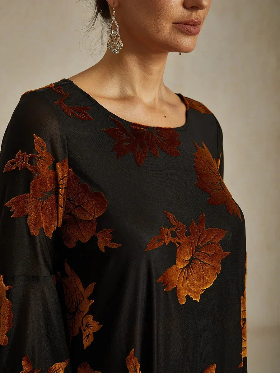 Dressy Floral Asymmetric Hem Blouse
