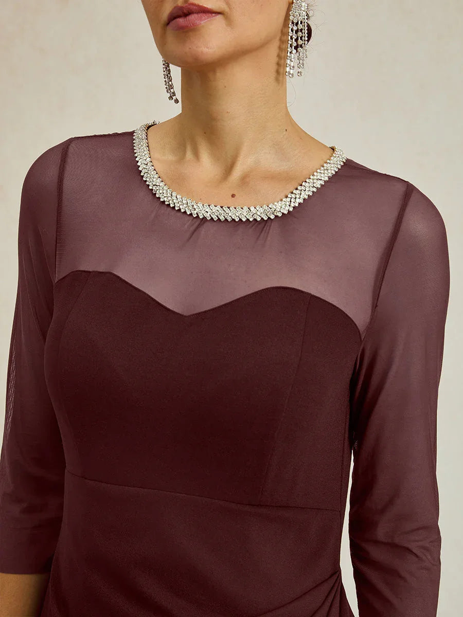 Elegant Beaded Illusion Neckline Formal Dress