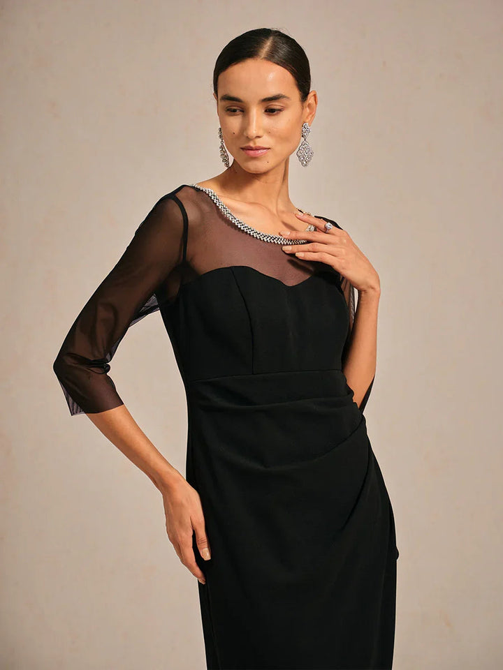 Cold Shoulder Glitter Metallic Knit Dress