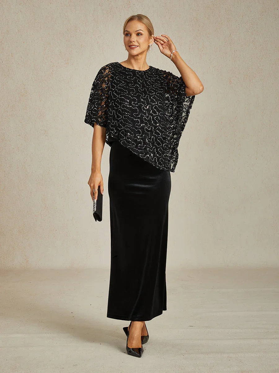 Shimmering Sequin Lace Cape Top