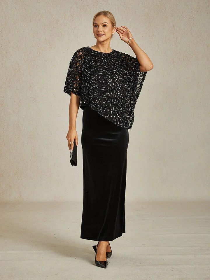 Shimmering Sequin Lace Cape Top