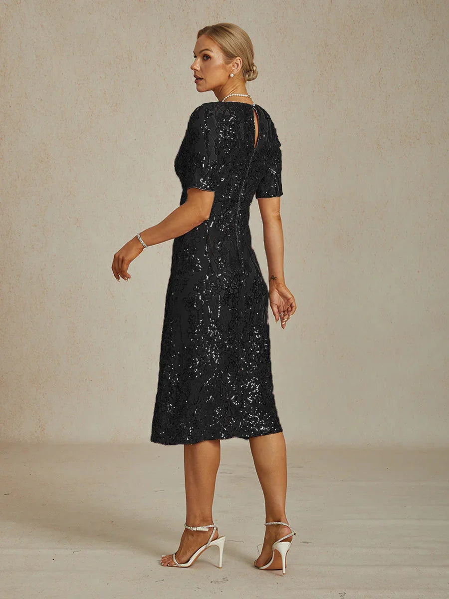 Elegant V-Neck Sequin Short Dress