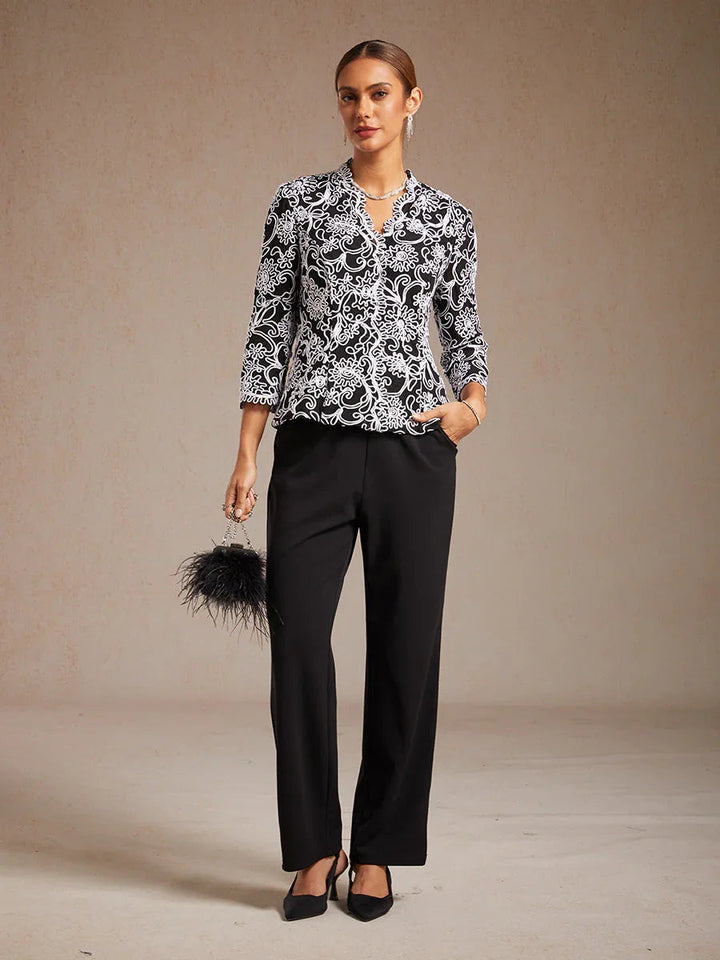 Floral Embroidered V-Neck Blouse