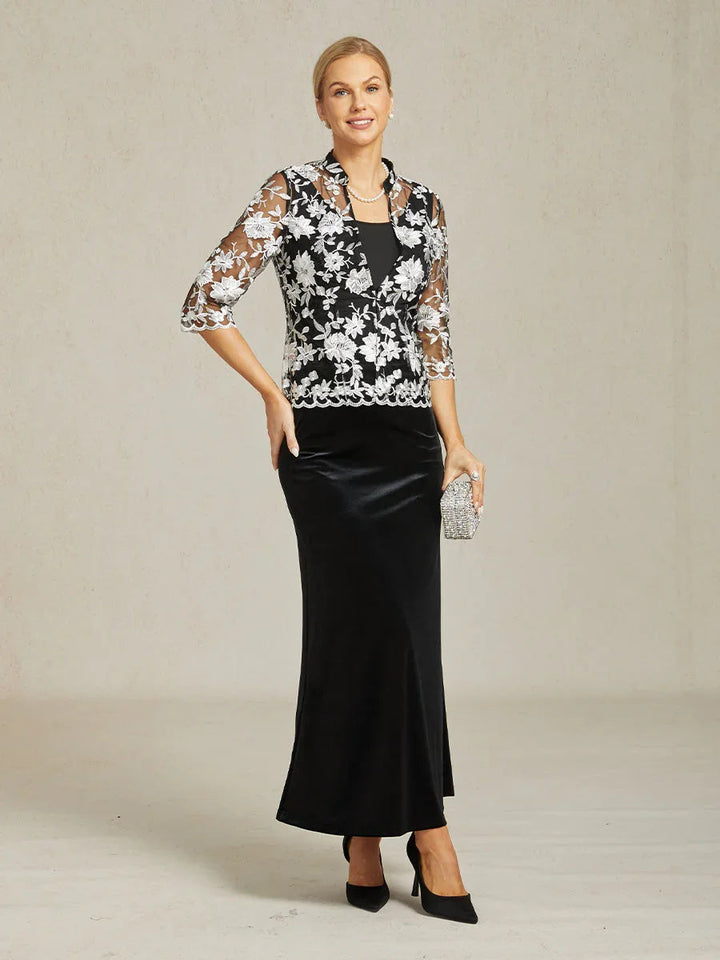 Embroidered Lace Jacket and Knit Tank Twinset
