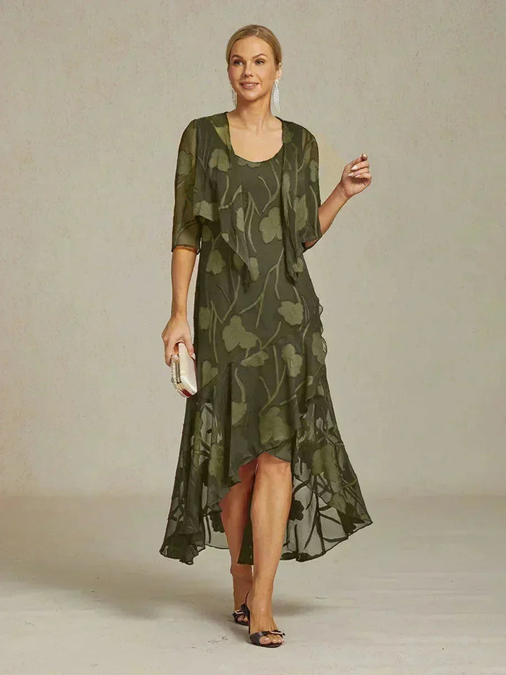Floral Chiffon Dress With Jacket