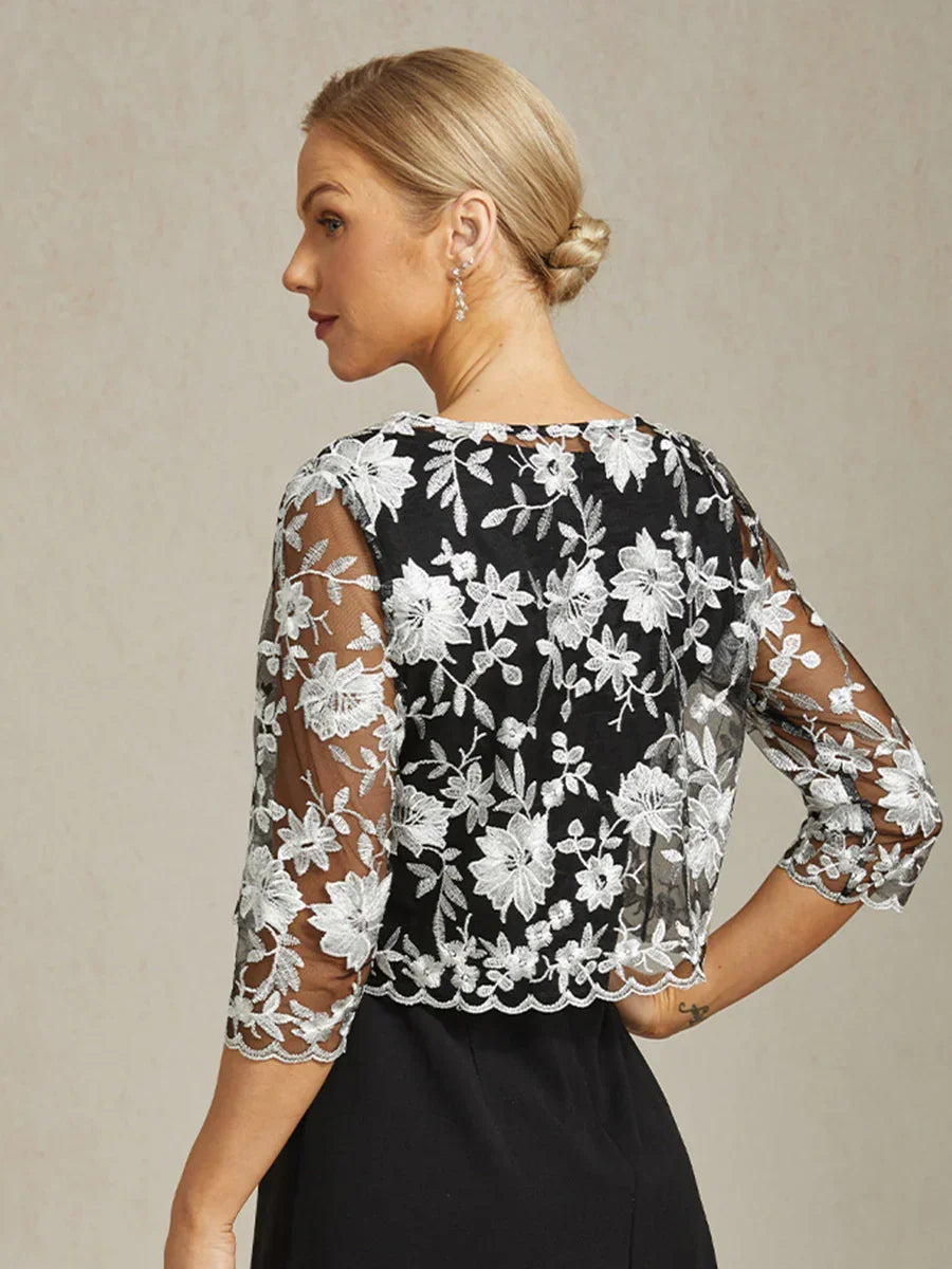 Floral Embroidered Lace Jacket Dress