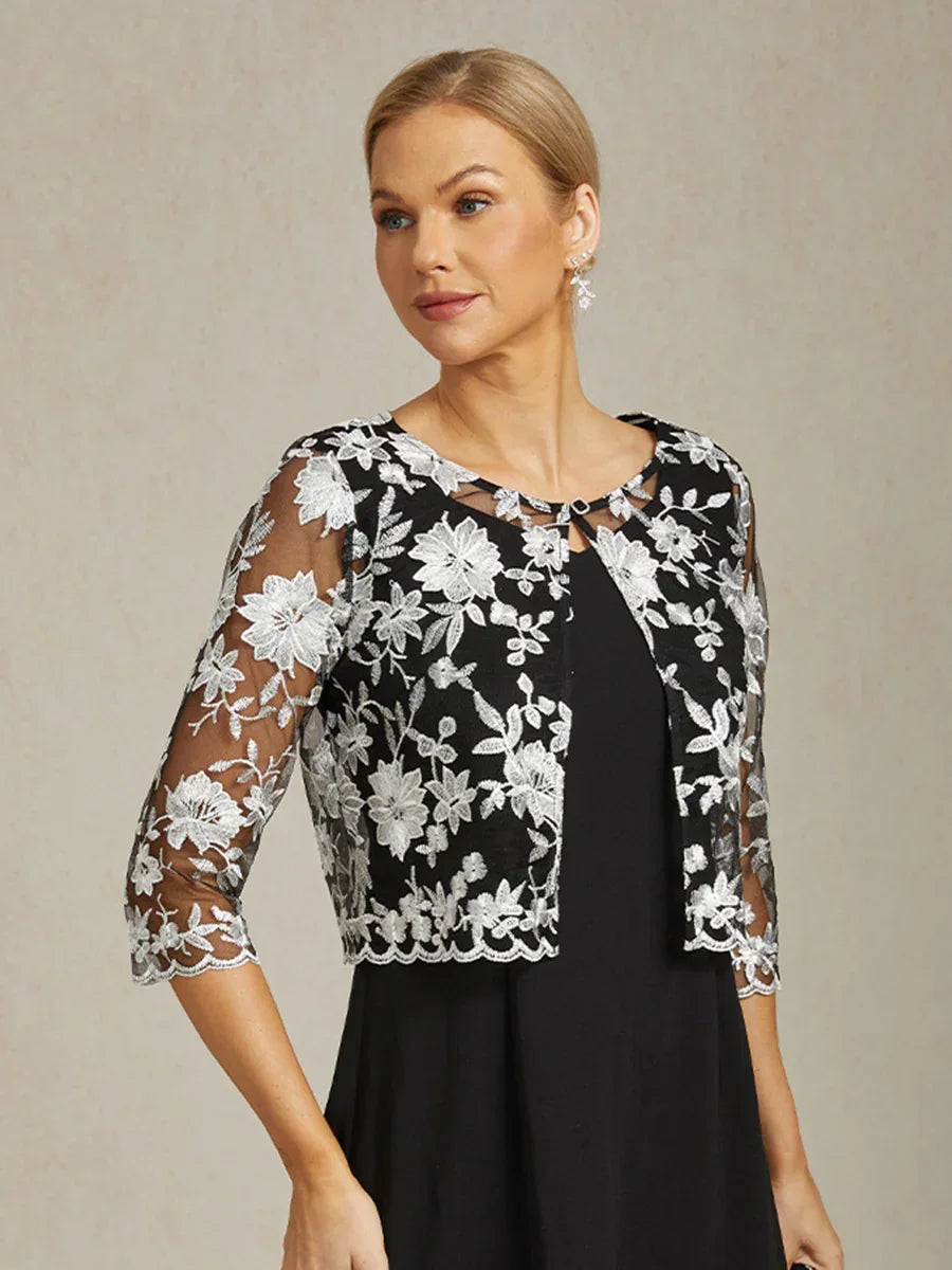 Floral Embroidered Lace Jacket Dress