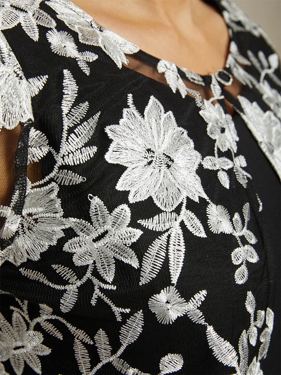 Floral Embroidered Lace Jacket Dress