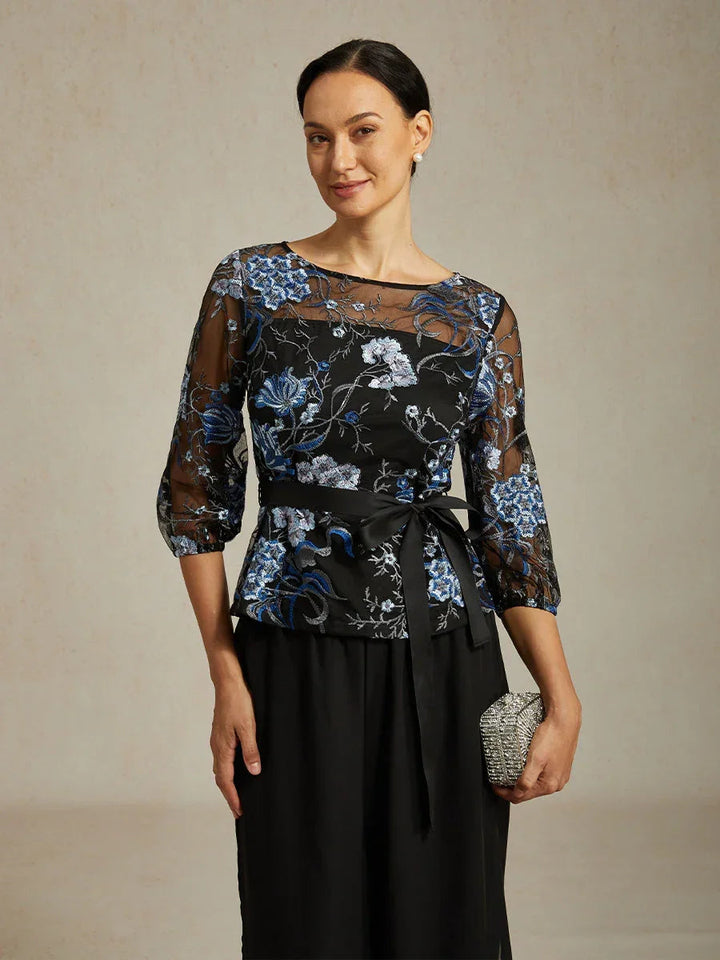 Elegant Embroidered Floral Pant Suits