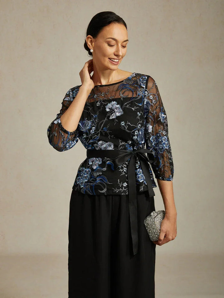 Elegant Embroidered Floral Pant Suits