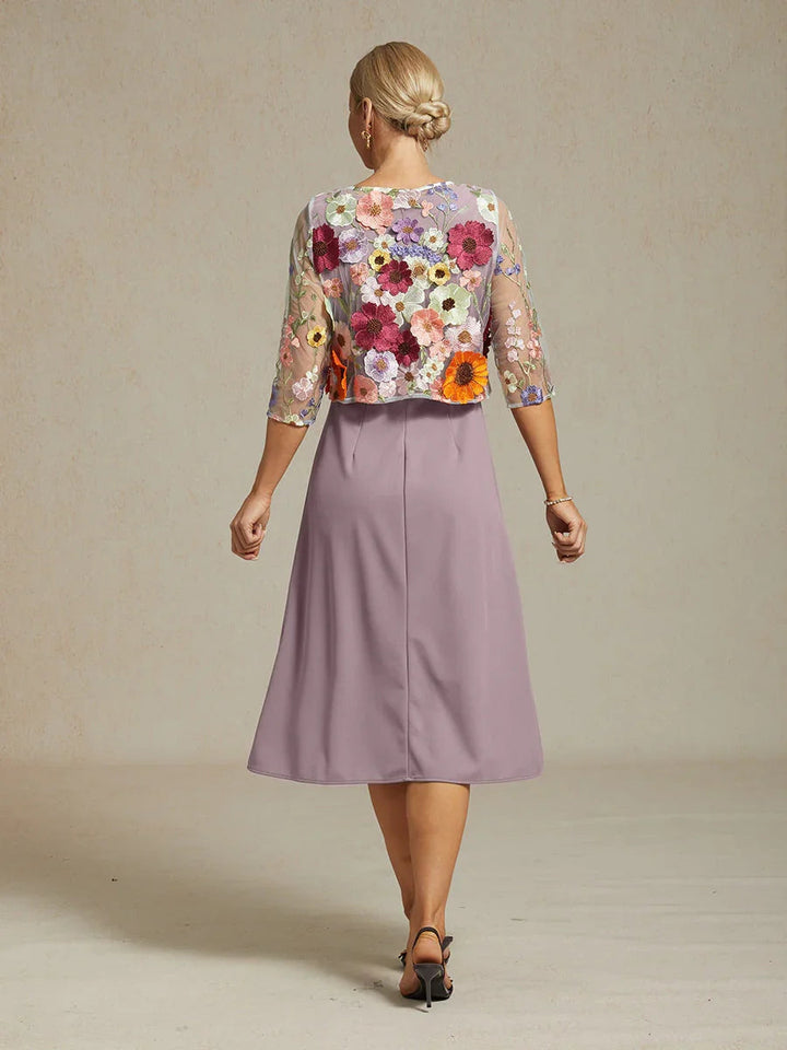 Graceful Mesh Lace Jacket with 3D Floral Embroidery