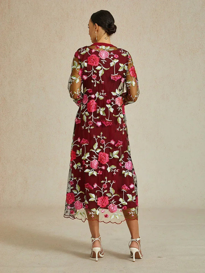 Long Floral Embroidered Lace Jacket