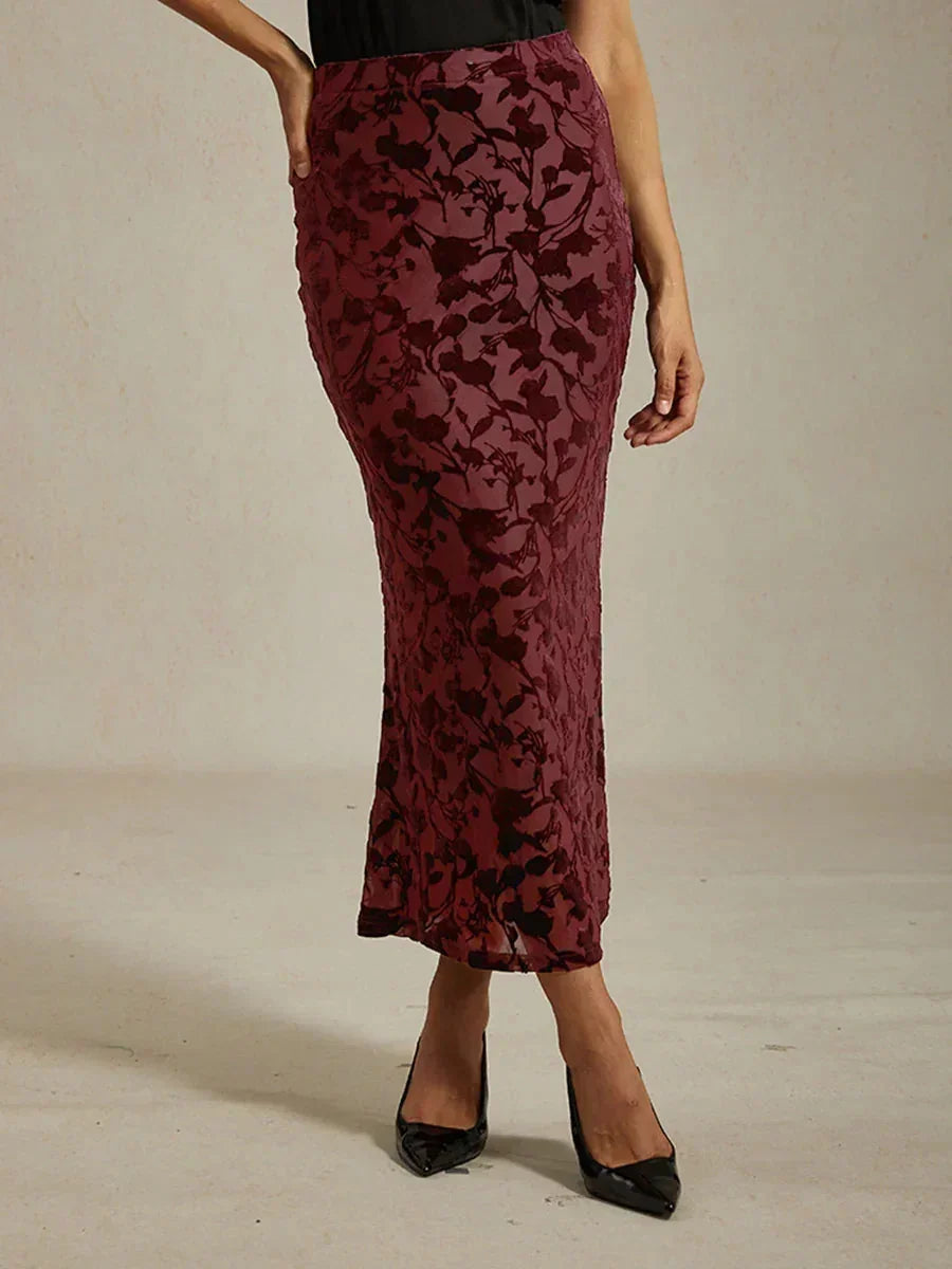Long Floral Skirt with Fishtail